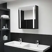 LED Bathroom Mirror Cabinet 62x14x60 cm with Stylish Anthracite Finish and Illuminating Dual LED Strips | Ideal Storage Solution Featuring Energy-efficient Lighting for Makeup and Skincare