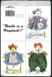 Butterick 3718 Pammy Bears 18" Decorative Bear Dolls VTG Sewing Pattern OOP
