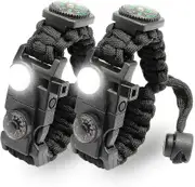 21 In 1 Adjustable Paracord Survival Bracelet, Tactical Emergency Equipment Kit Includes Sos Flashlight, Compass, Thermometer Whistle