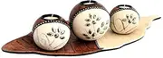3 Piece Candle Holder Centrepiece: 3 Round (1 Large & 2 Small) Tea Light Candle Holder Centrepiece on Leaf Tray for Side Board, Coffee Table or Dining Table Includes Bonus 50 Pack of Candles