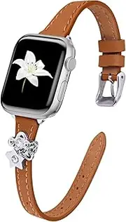 [Zlqmau] Thin Band Compatible with Apple Watch, Replacement Slim Leather Strap for IWatch
