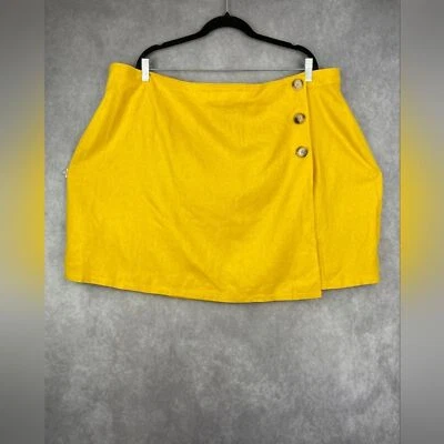 Modcloth Brown Sunny Attitude A-line Faux Wrap Mini Skirt Women's 22 Linen