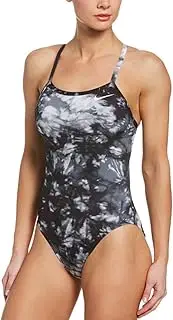 [Nike] Women's Hydrastrong Crossback Swim Suit, Tie Dye Black 32