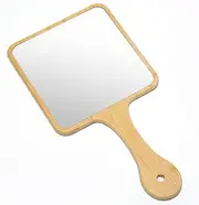 Jasefa Hand Mirror,Natural Bamboo Hand Held Mirror with Handle,Small Cute Handheld Mirror for Shaving Single-Sided Portable Travel Vanity Mirror for Men & Women,5.3" W x 9.8" L