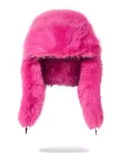 SPRAYGROUND A.I PINK BIG FUR CELESTIAL POWERS AERIAL SNDFLWR TRAPPER HAT HW409