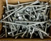 (25) 1/4" x 4" Solid Rivet Truss Head Wide Long Steel Zinc Blacksmith 1/4 x 4