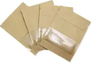 WACCOMT Pack 50pcs 3 Sizes Small Brown Seed Envelopes Sample Bags Resealable Seed Packets Clear Window Kraft Paper Coin Envelopes for Gift Party Favor Family Pet Cat Dog Food Storage Heat Seal Pouch