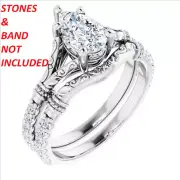 5mm x 8mm Pear Cut 950 Platinum Vintage Solitaire w Accent Ring Setting Mount 7
