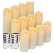 12 Pc LED Candles Flickering Flameless Candles with Remote & Timer Ivory White
