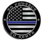USA Flag Blue Line 12" Circle Round Sign Wall Man Cave First Responders