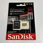SanDisk Extreme PLUS 64GB Class 10 microSDXC Memory Card + Adapter Sealed