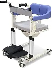 Medical Hydraulic Patient Lift Wheelchair for Home, Portable Patient Transfer Chair w/180° Split Seat, Bedside Commode w/Potty Fall Prevention Transfer Aid for Elderly Adults Seniors Transport