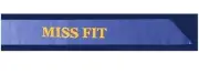 New Blue Satin "Miss Fit" Pageant Sash with Glitter Writing Misfit