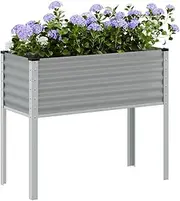 Raised Garden Bed, Elevated Planter Box Plant Container Grey 100x41x90 cm Steel