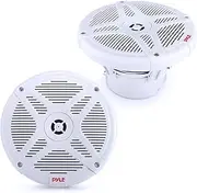 Pyle 6.5 Inch Bluetooth Marine Speakers - 2-Way IP-X4 Waterproof and Weather Resistant Outdoor Audio Dual Stereo Sound System with 600 Watt Power and Low Profile Design - 1 Pair - PLMRBT65W (White)