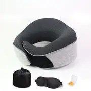 Travel Neck Pillow Support Pillow Adjustable Memory Foam, Ergonomic Design Soft Full Neck Surround Pillow Sleep for Home, Airplanes (Gray)