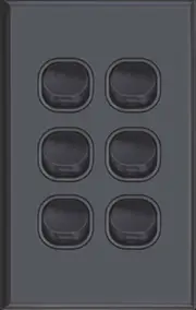 Slim Vertical 6 Gang Wall Plate Light Switch - Gloss Black