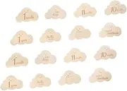 SHOWERORO Milestone Photo Discs Wooden Cloud Shaped Monthly Cards Double-Sided Prop for Pregnancy Announcement