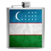 Uzbekistan Flag Stainless Steel Hip Flask 6oz