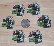 6 Pcs Lot The Grinch Flatback Resin Cabochon Hair Bow Center Supplies.