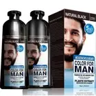 Mokeru Men 2in1 Beard Hair Dye Shampoo Fast Permanent Black Mustache Hair Color