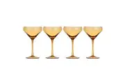 4pc Ladelle Flynn Coupe Glass Stemware Cocktail Martini Drinkware 18cm Amber