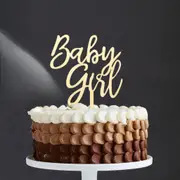 Wooden Acrylic 'Baby Girl' Script Cake Topper