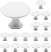 SWZHAI 16 Pcs White Cabinet Knobs, Round Dresser Knob Kitchen Drawer Knobs, Single Hole Cupboard Door Knob Dresser Drawer Pulls Handles