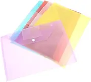 Angoily 6Pcs Plastic Document Folders with Snap Button Closure File Envelopes for Organizing Papers Lightweight Office Storage Bags File Holders