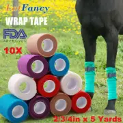 10 Rolls Vet Wrap Tape Self Adhesive Bandages Elastic for Pets Horse Dogs Cats