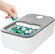 Laundry Ball Container with Sliding Lid, Large Capacity Washing Powder Storage Box, Plastic Detergent Container for Bathroom, Laundry Room Storage (Gray)