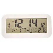 Jumbo LCD Calendar Wall Desk Clock with Alarm Snooze Fold Out Stand White