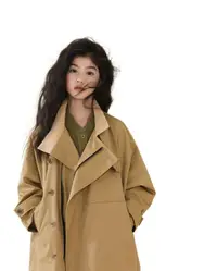 在飛比找樂天市場購物網優惠-秋冬女童工裝立領風衣外套