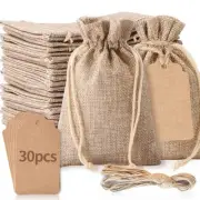 30Pcs 3"x 4" Burlap Gift Bags and 30Pcs Gift Tags with Drawstring, Wedding He...