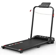 [Black Lord] Folding Walking Pad Treadmill 2-Level Incline with Handle and Display, Under Desk Running Machine with 2.3HP Motor, Speaker and Wireless Control, LT9-H Series, Black