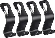 4 Pack Car Seat Hooks, Headrest Hooks for Purses Groceries Bags with Metal Lock(Black)