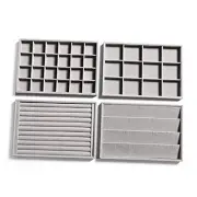 Stackable Velvet Jewelry Organizer Trays for Drawers Inserts Set 4 Grey