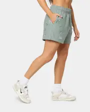 [CHAMPION] Champion Women's Reverse Weave Relaxed Shorts Sage Shimmer Green - Size 10 (M) 10 (M) Sage Shimmer