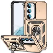For Samsung Galaxy S23 Case Camshield Ring Holder Cover, Gold