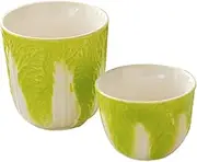 KICHOUSE 2Pcs Delicate Ceramic Tea Cups Cabbage Pattern Porcelain Tea Containers for Kung Fu Tea Ceremony for Home Office Tea House