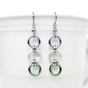Genderqueer pride flag earrings, simple LGBTQ handmade chainmail jewelry
