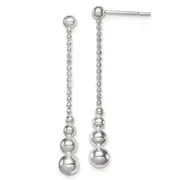 Sterling Silver Polished Teardrop & Bead Post Dangle Earrings