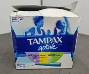 Tampax Pearl Active Tampons Absorbency Regular Unscented 34 Count