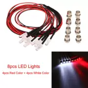 8pcs Red&White LED Lights For 1/10 RC Car Traxxas Tamiya HSP SCX10 D90 Upgrade