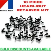 1968-1980 AMC AMX Headlight Trim Ring Retainer Bucket Screws BLACK NOS