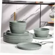 12 PCs Melamine Dinnerware Sets, Christmas Dinnerware Sets for Sage Green