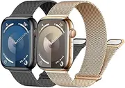 2 Pack Milanese Loop Band for Apple Watch Band 49mm 41mm 45mm 40mm 44mm 42mm 38mm Magnetic Metal Mesh Loop Strap Sport Wristband for iWatch Ultra Series 8 7 6 5 4 3 2 SE