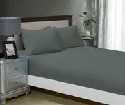 1000TC Ultra Soft Fitted Sheet & Pillowcase(s) Set - Single/Double Queen/King/Super King Size Bed - Charcoal