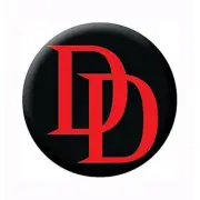 Daredevil Red Logo Black Button White