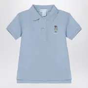 [Polo Ralph Lauren] Light blue cotton polo shirt with logo embroidery 12 M Blue